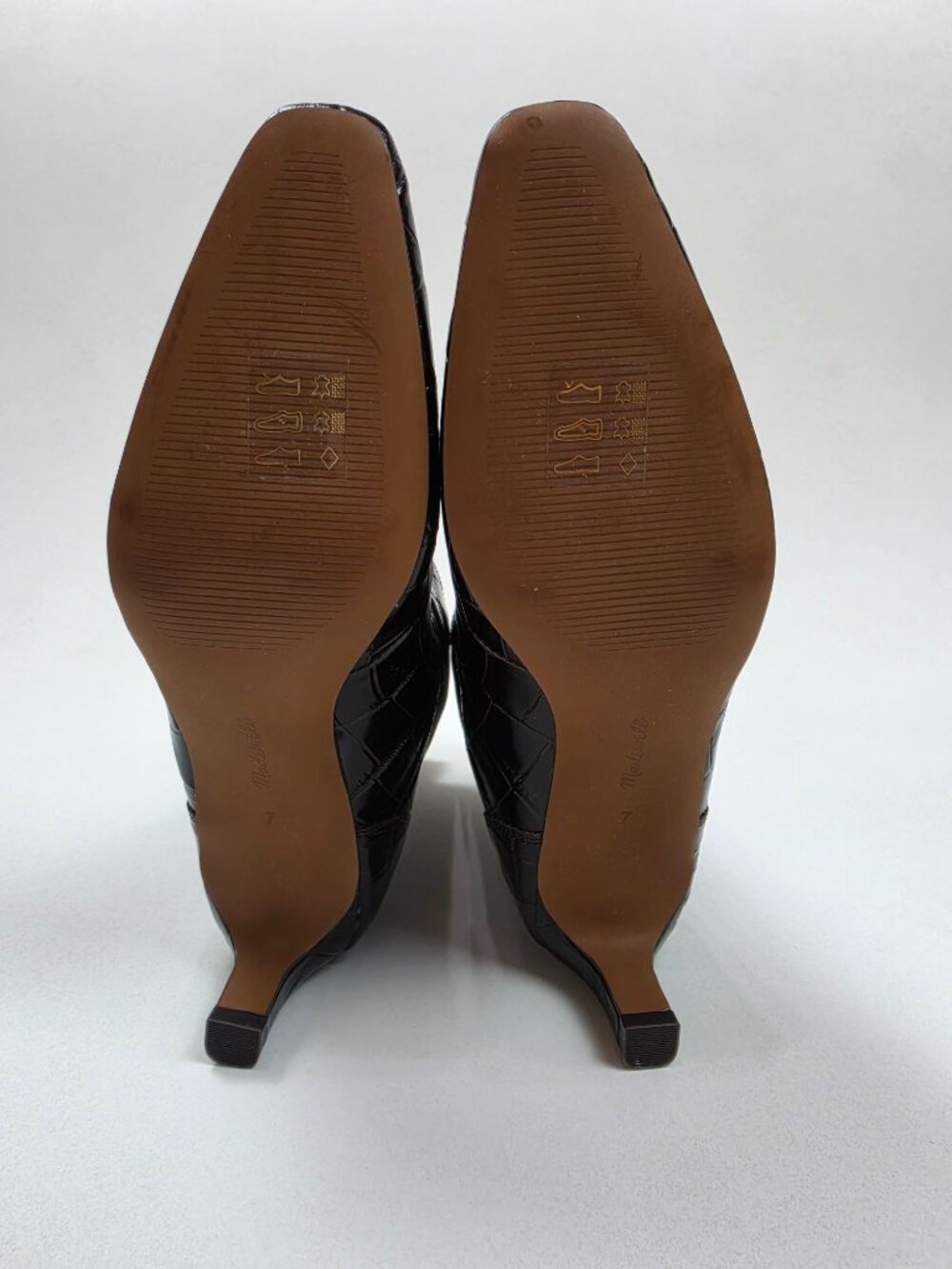 Madewell The Dimes Chelsea Boot Croc-Stamped Leather Women 7M Coffee Bean Brown - Picture 7 of 16